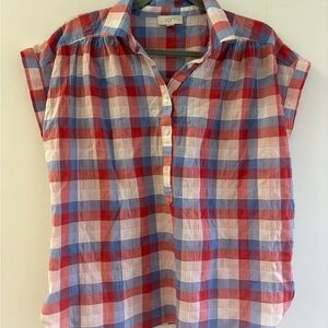 LOFT Red and Blue Plaid Shirt
